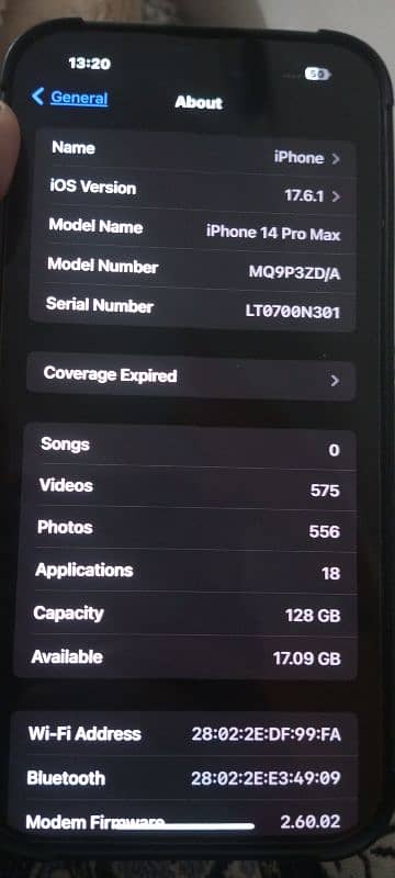 Iphone 14pro max factory unlock water pack 128gb 6