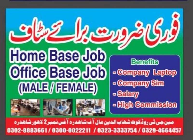 Need female and male staff for office work 0