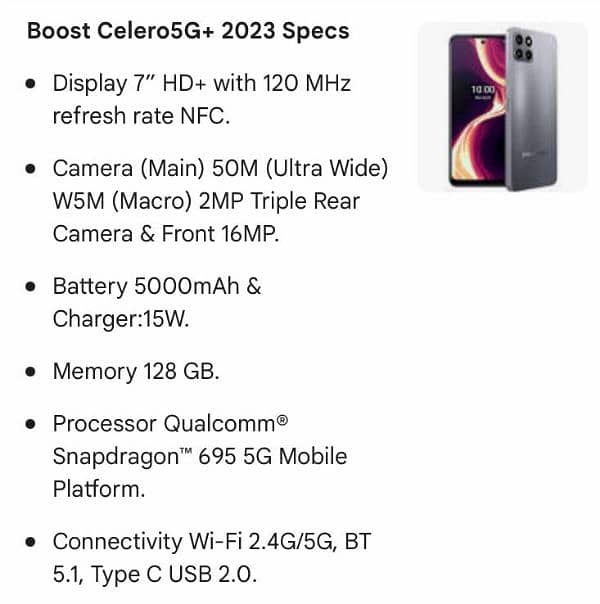 BOOST MOBILE CELERO 5G+ PLUS NON-PTA 8