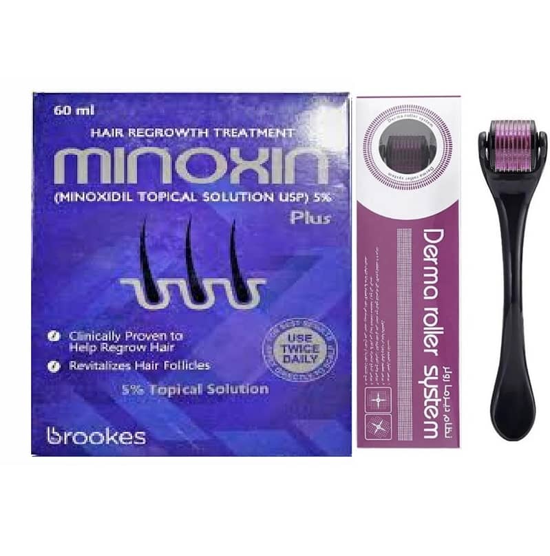 Derma Roller 540 Micro Needle Skin Therapy 0.50mm with Minoxin 5% Hai 0