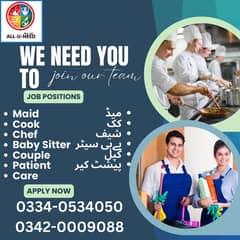 Need 24/7 Hours Female House Maid/Baby Sitter/Couple/Alrounder