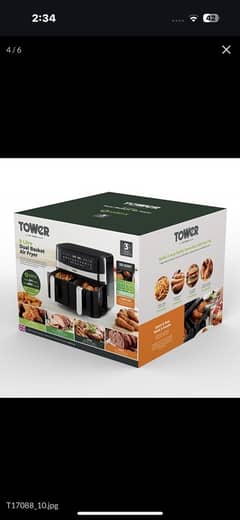 TOWER VORTEX DUAL BASKET 9 LITRE AIR FRYER