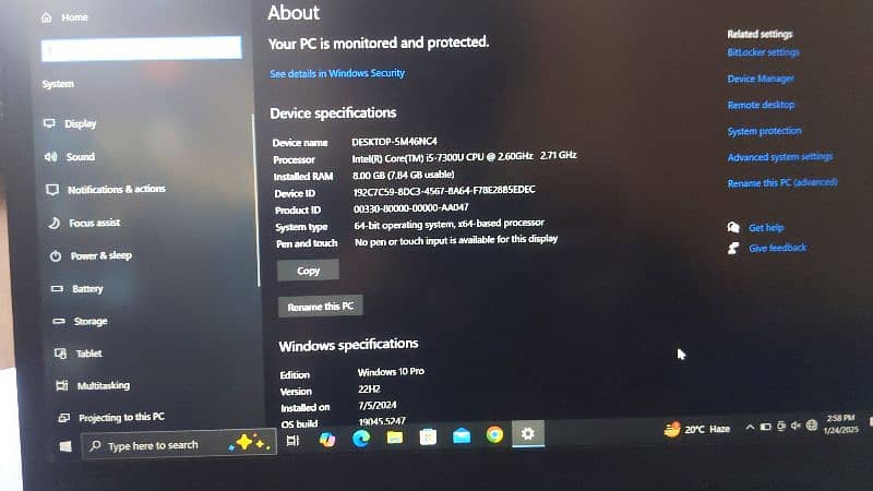 Lenovo i5 gen 7th 4