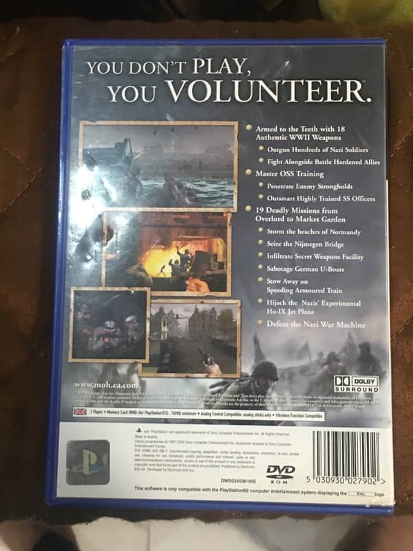 MEDAL OF HONOR FRONTLINE PS2 DVD FOR SALE 1