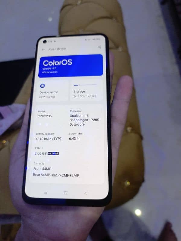 Oppo Reno 6 128/8GB Ram with charger only in new condition 6
