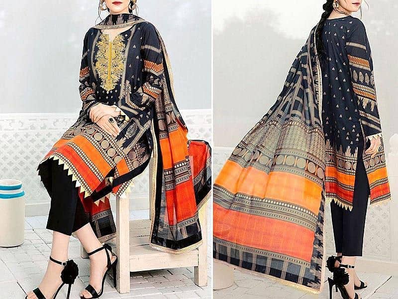 3 PCs women unstitched dhanak embordred suit 1