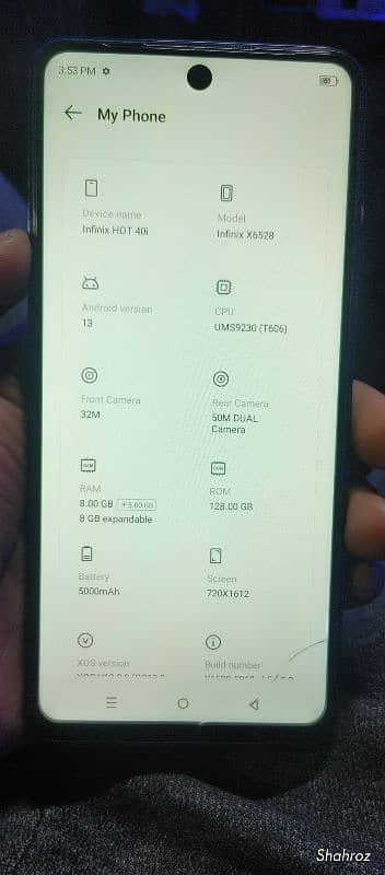 infinix hot40i 8+8 128GB with just box 10/10 condition 03053372873 0