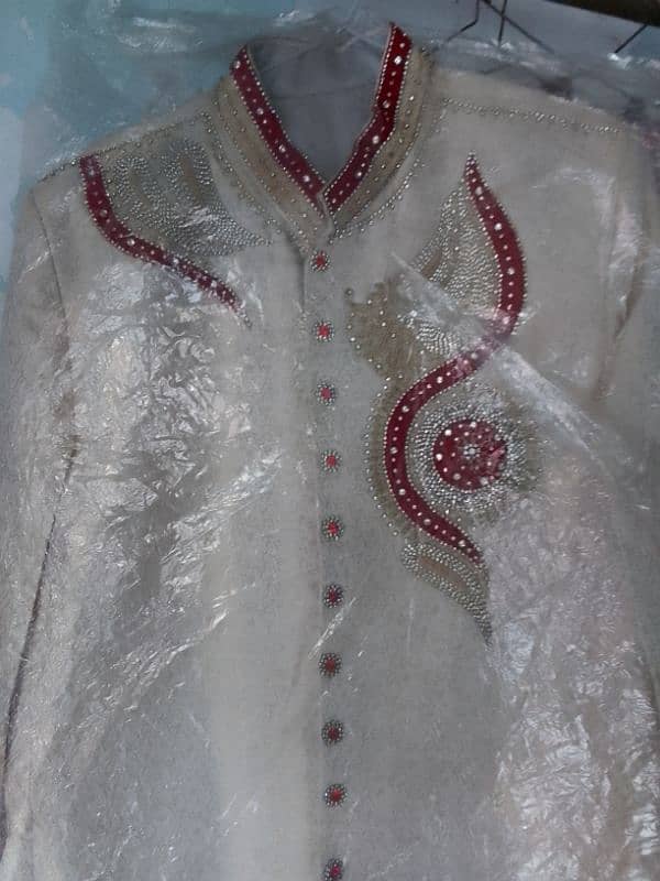 sherwani in cream colour 0