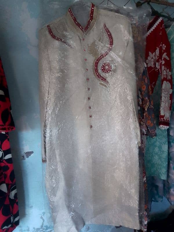 sherwani in cream colour 3