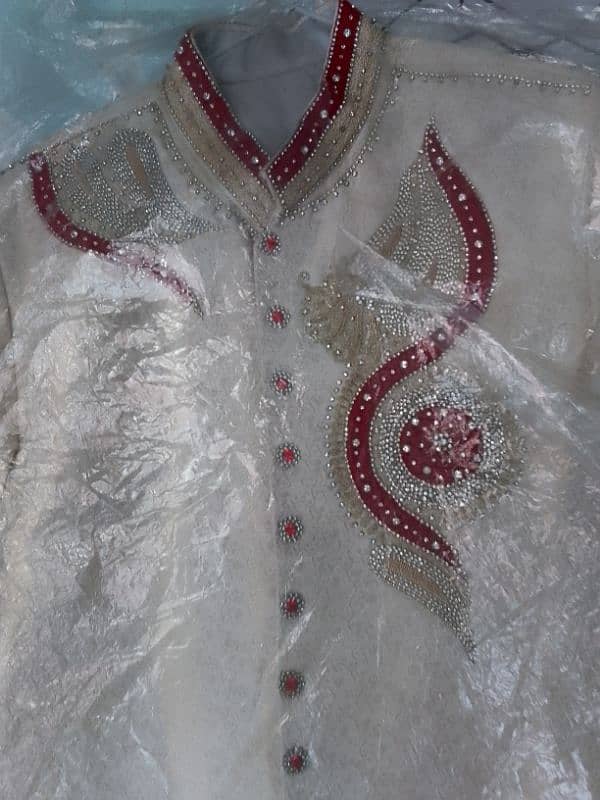 sherwani in cream colour 4