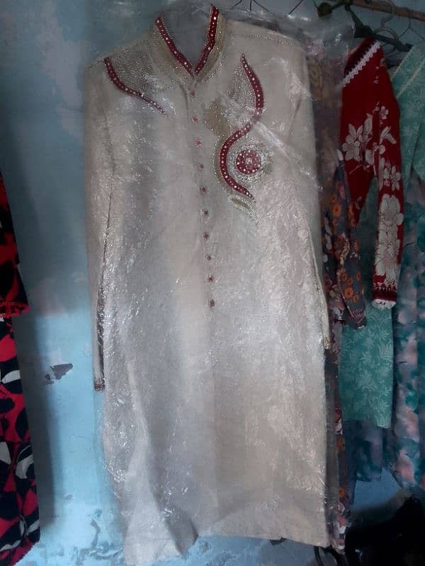 sherwani in cream colour 5