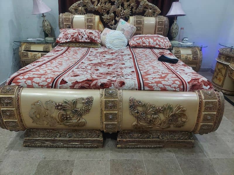 Bed/King Size Bed Set/Wooden Bed Side & Dressing Table Almari showcase 0