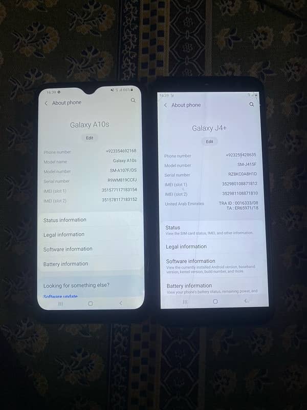 samsung a10s and samsung j4 3