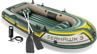 INTEX Seahawk 3 Person Boat Dinghy Includes Deluxe Aluminium Rudder