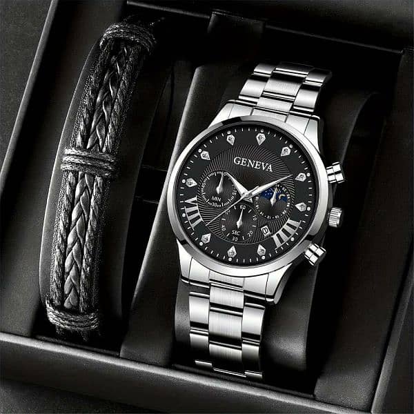 Men's Watch | Diamond steel watch | 2 in 1 1