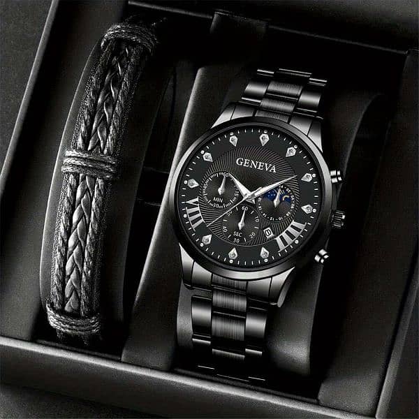 Men's Watch | Diamond steel watch | 2 in 1 2