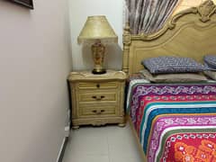 imported bed set with side units, dresser & chest of drawers