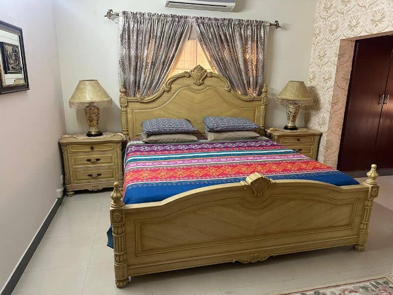 imported bed set with side units, dresser & chest of drawers 5