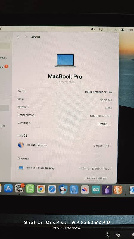 MACBOOK PRO 13-INCH M1 CHIP 8GB/512GB 12