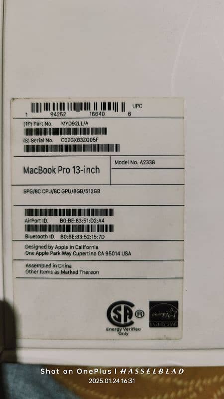 MACBOOK PRO 13-INCH M1 CHIP 8GB/512GB 15