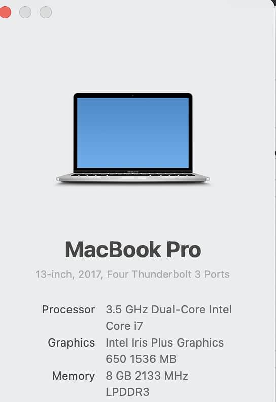 Macbook Pro 2017 8gp 256gp 8