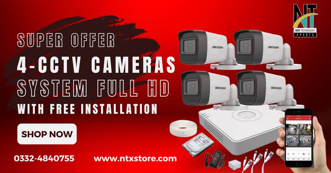 CCTV CAMERAS STSTEM FULL HD WITH NIGHTVISION FREE INSTALATION & ONLIN 0