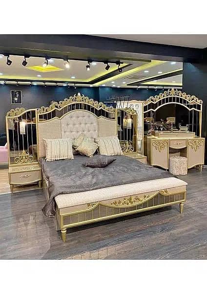 bed set/double bed /king size double bed/bridal set /poshish furnitur 6