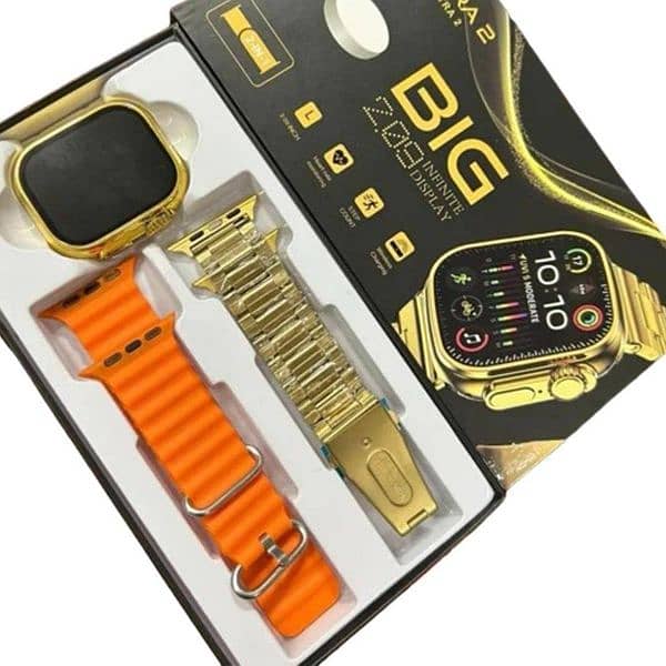 Smart watch with heart Rate Monitoring - 1 pc  in Gold & orange 1