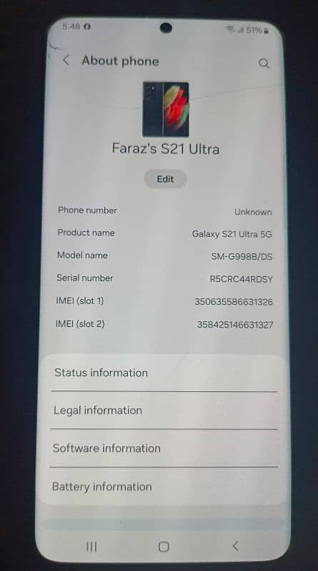 Samsung Galaxy s21 ultra Non PTA 256 Gb 4