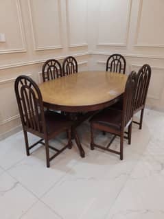 6 seater wooden dining table