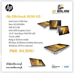 Hp Elitebook 1030 G5  Intel Core i7-8th Gen  Ram 16 GB DDR4  SSD 512