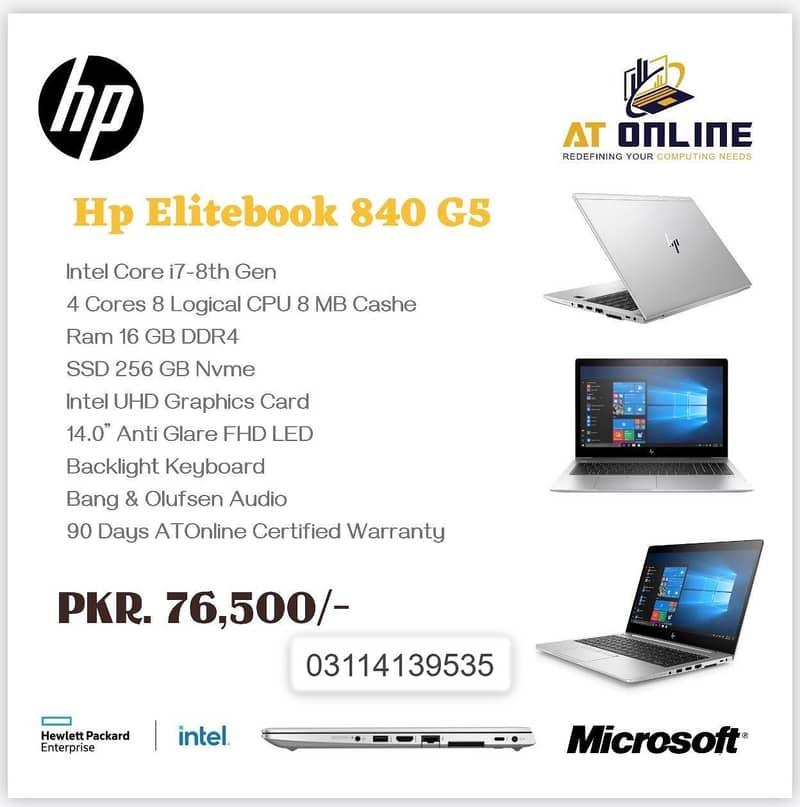 Hp Elitebook 840 G5  Intel Core i7-8th Gen  4 Cores 8 Logical CPU 8 0