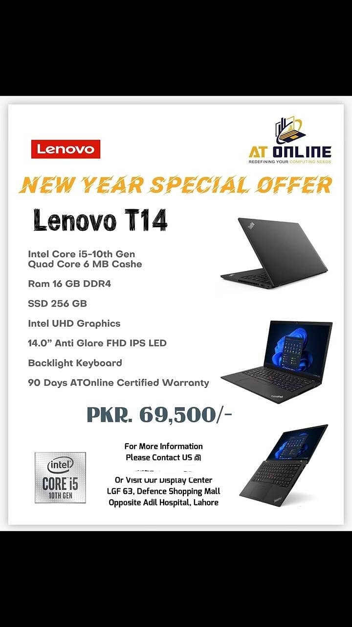 Lenovo T14  Intel Core i5-10th Gen Quad Core 6 MB Cashe  Ram 16 GB 0