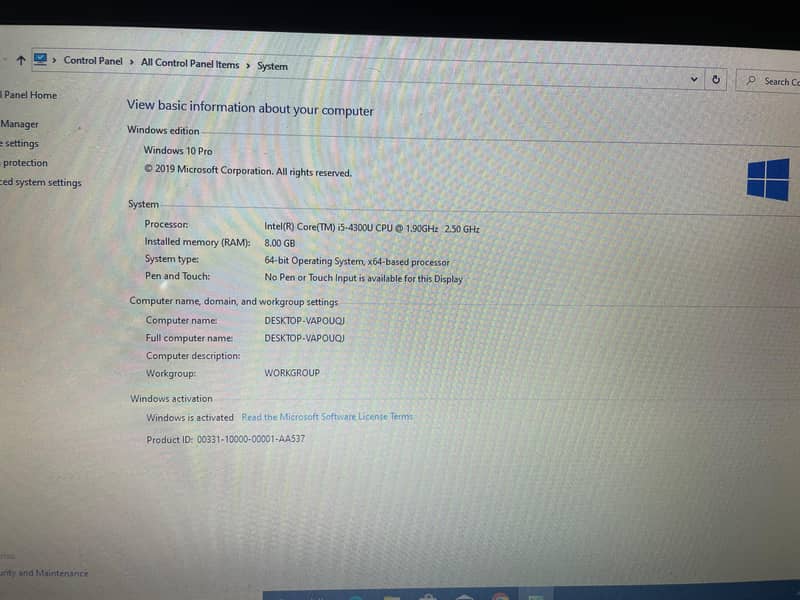 Dell Laptop Core I5 4th Generation Window 10 6