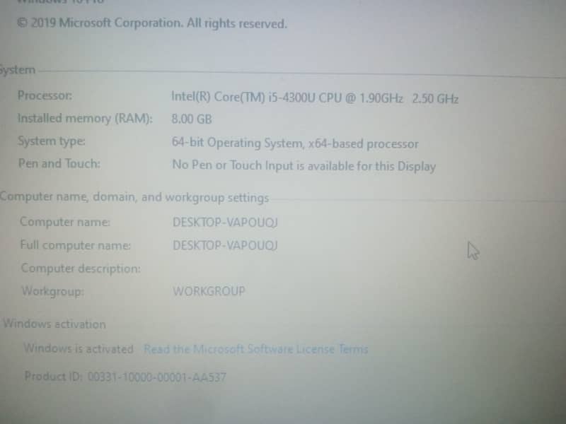 Dell Laptop Core I5 4th Generation Window 10 7