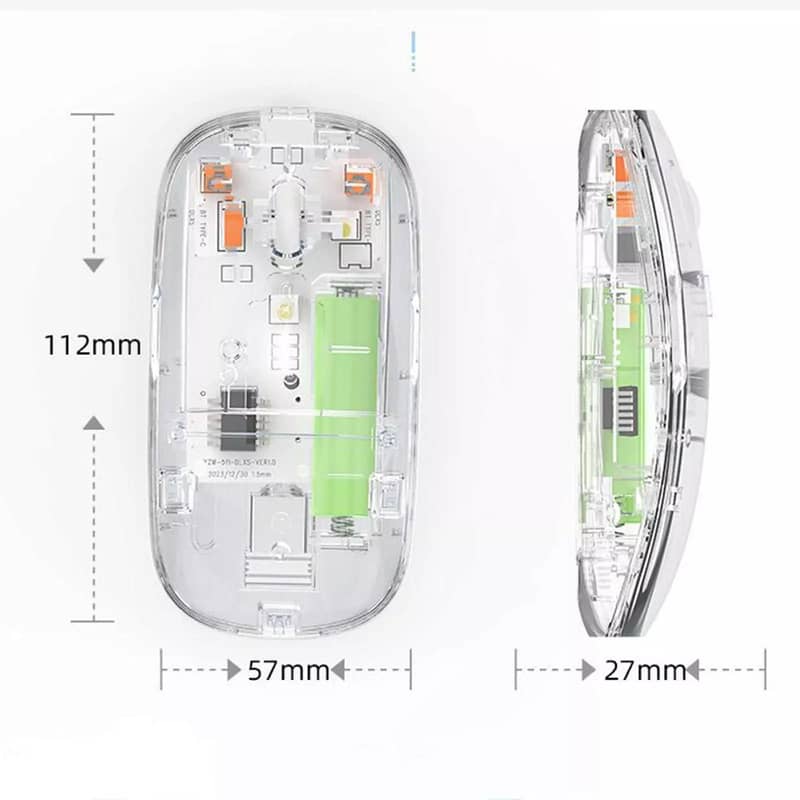 New Transparent Wireless + Bluetooth Dual-Mode Rechargeable Mouse 1