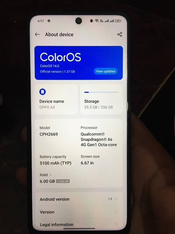 oppo a3 6 256  condition 10/10 1