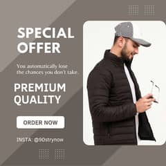 Men's Plain Puffer Jacket, Jacket For Men