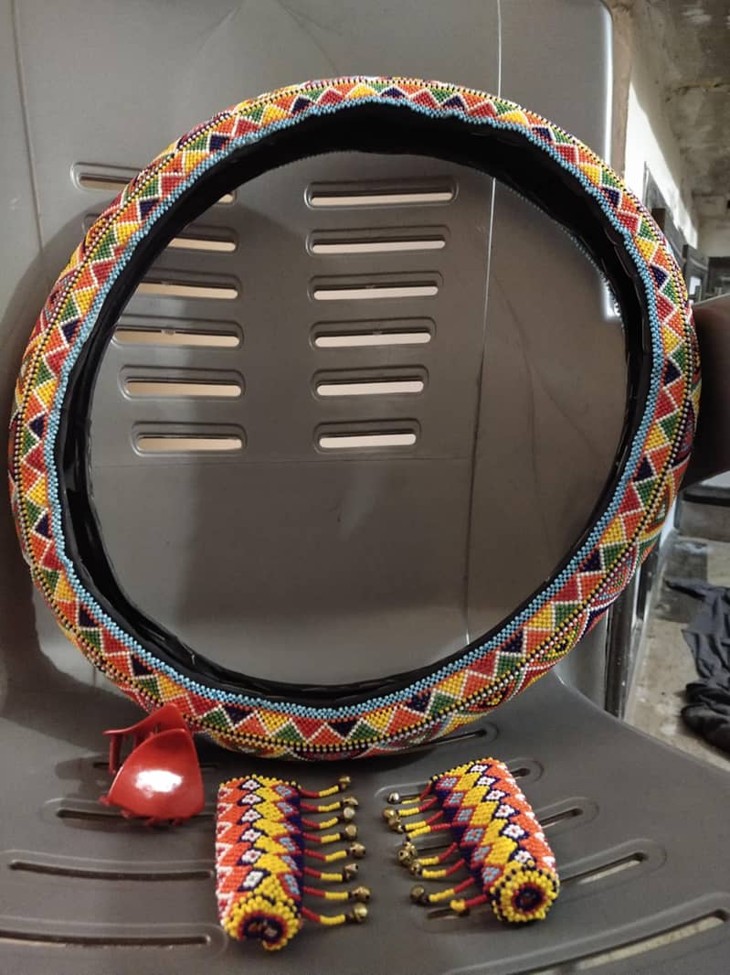 Handmade Steering Wheel Cover (Sindhi Saqafat) 1