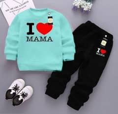 2 PC girls fleece printed sweat shirt tracsuit