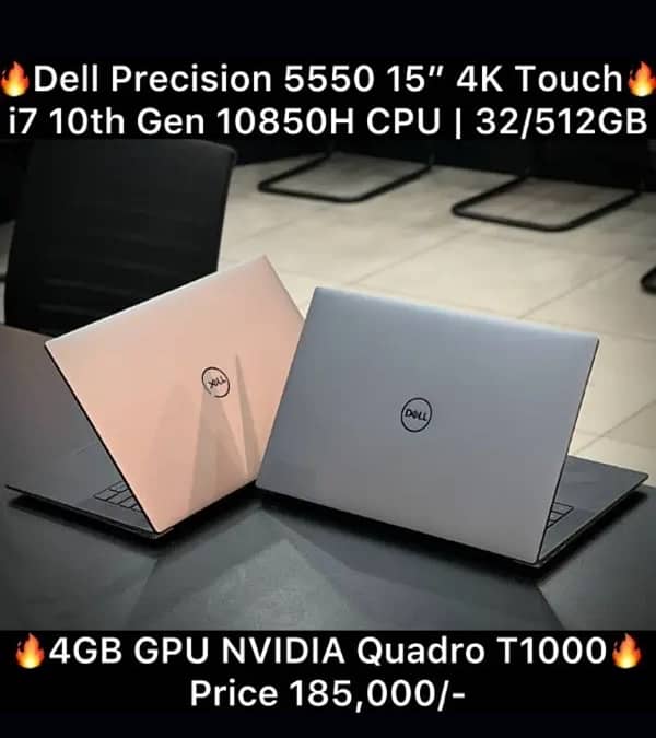 Dell Precision 5550 15" 4K Touch i7 10th Gen CPU 4GB GPU 32/512GB 0