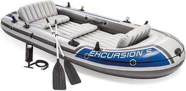 INTEX Excursion 5 Person Boat Inflatable Boat Deluxe 54in Boat Oars