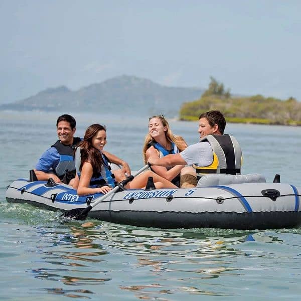 INTEX Excursion 5 Person Boat Inflatable Boat Deluxe 54in Boat Oars 1