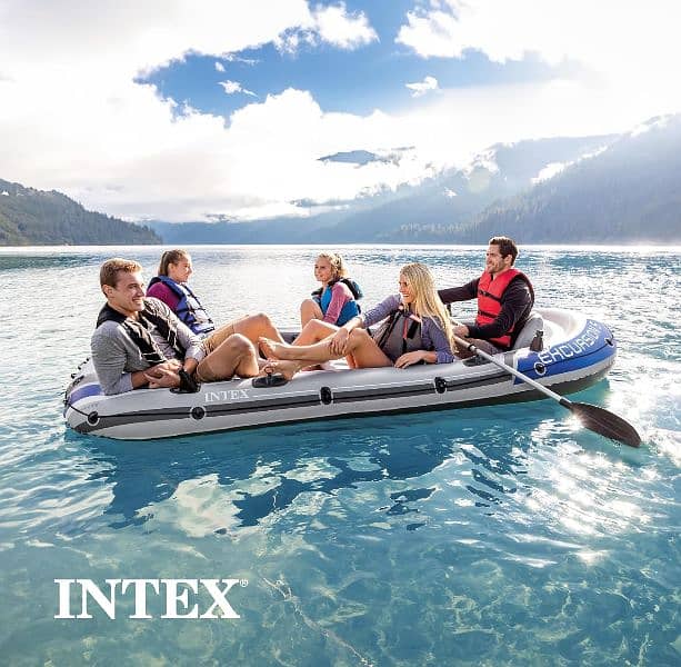 INTEX Excursion 5 Person Boat Inflatable Boat Deluxe 54in Boat Oars 3