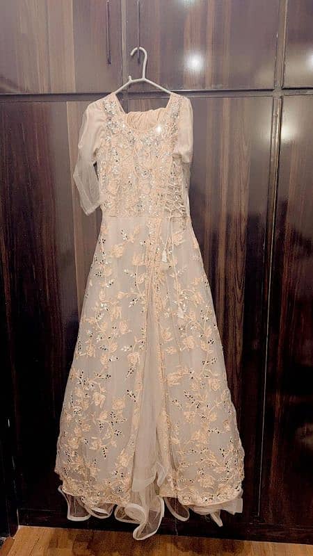 Elegant Ivory Floral Embroidered Gown and lehnga choli 0