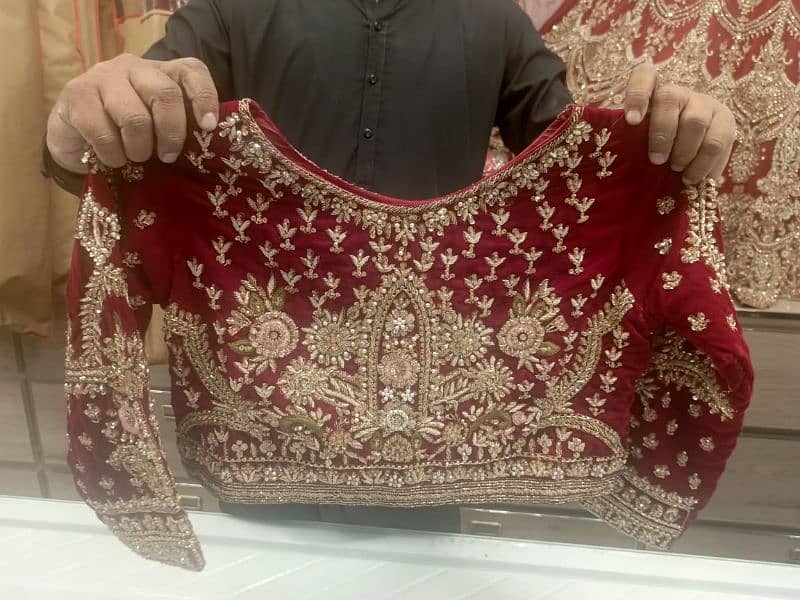 Reddish Maroon Velvet Bridal Lehnga 4