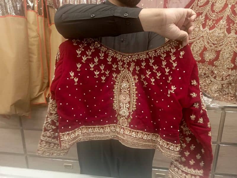 Reddish Maroon Velvet Bridal Lehnga 5