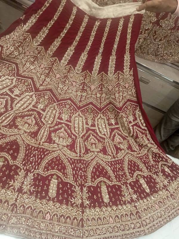 Reddish Maroon Velvet Bridal Lehnga 7