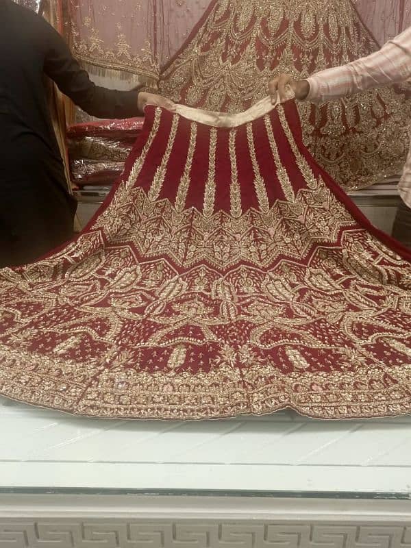 Reddish Maroon Velvet Bridal Lehnga 8