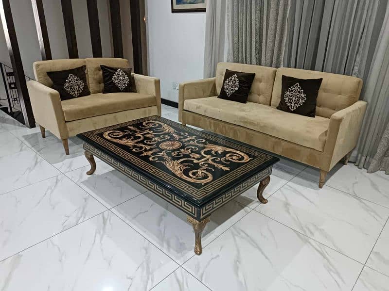 Golden Sofa Set 5 Seating + Table 0